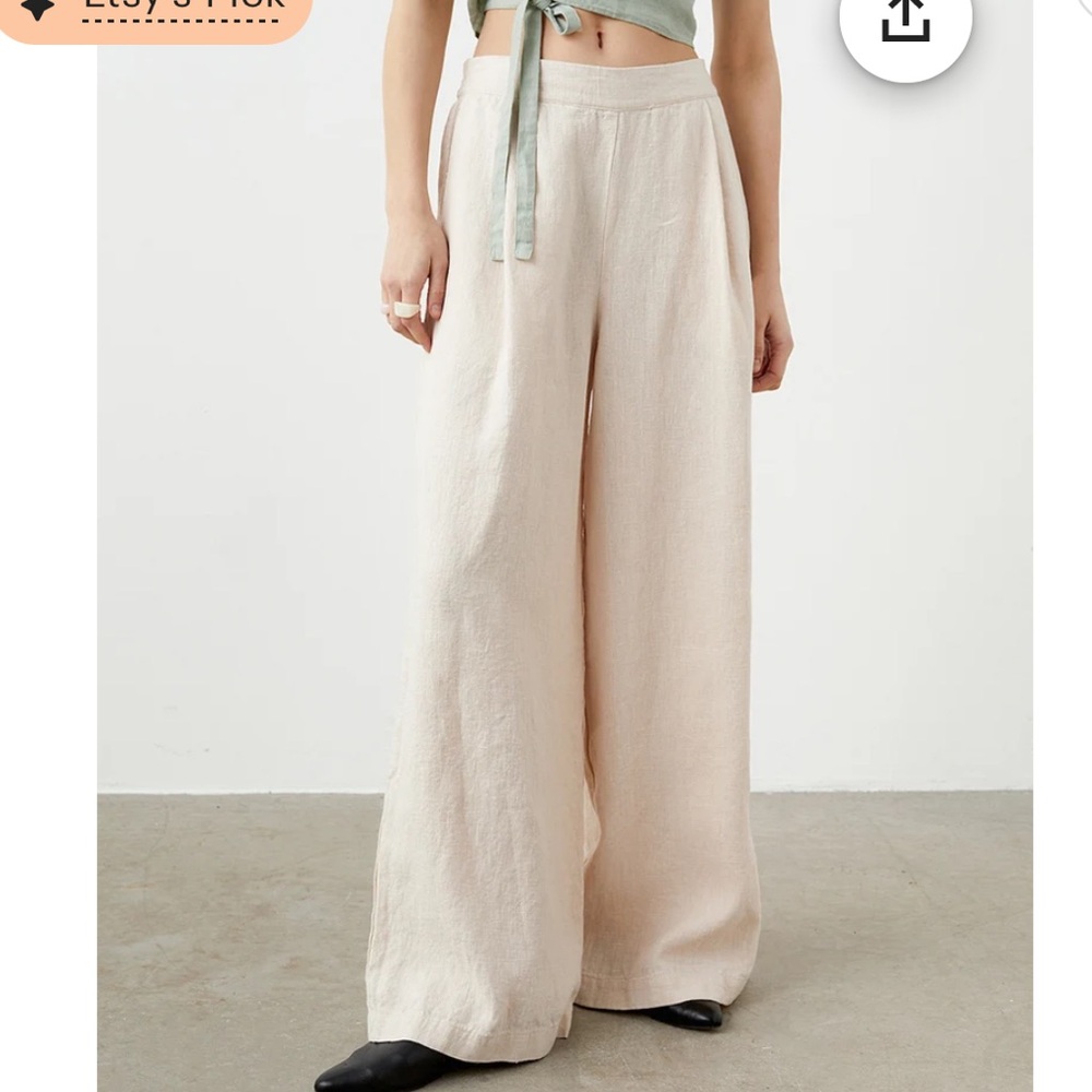 Linen ID wide leg high waisted pants size small